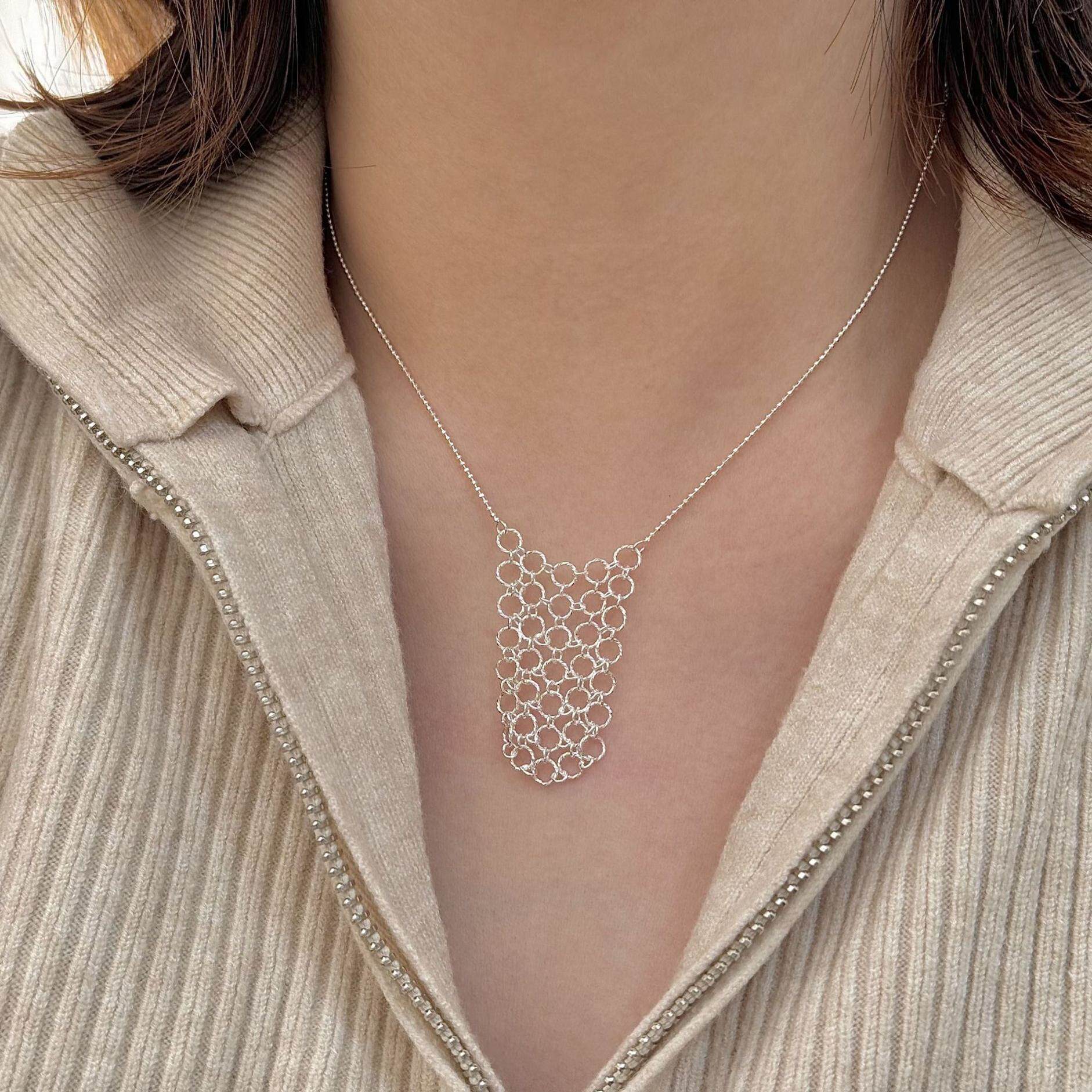 S925银简约小众卷珠帘设计项链气质银河礼物圆珠链通体纯银素链