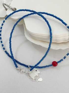 顽皮白贝母小众小象项链S925纯银