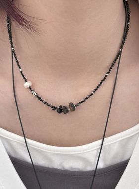 民族风泰银黑色项链S925银串珠