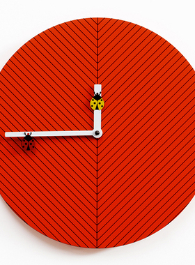 意大利Progetti挂钟Time2bugs瓢虫时钟表家居设计创意欧式进口