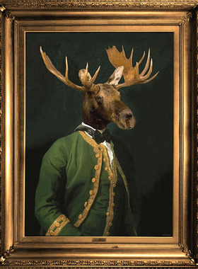 英国Mineheart 'Lord Montague' Canvas 麋鹿领主装饰画