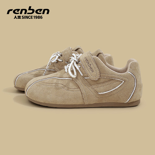 人本女鞋魔术贴德训鞋女款休闲鞋2025新款秋季软底运动鞋板鞋百搭