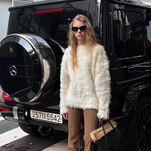 高品质 FLAT2025秋冬慵懒风毛绒针织上衣女保暖毛衣 韩国LONDON