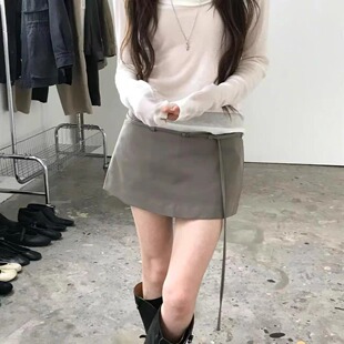 天花板！NUESE韩国2026秋季时尚系带a字半身裙女气质百搭短裙裤裙