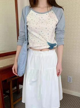 韩系碎花长袖T恤女休闲韩系上衣