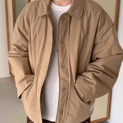 宽松翻领大口袋工装棉服女外套