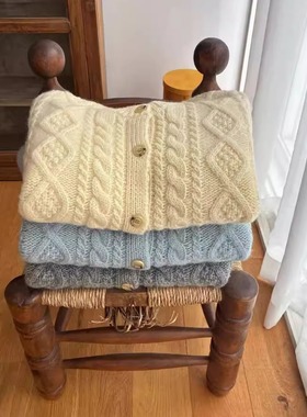 天花板！ERUME韩国2025秋冬韩系温柔百搭麻花针织衫女单排扣毛衣