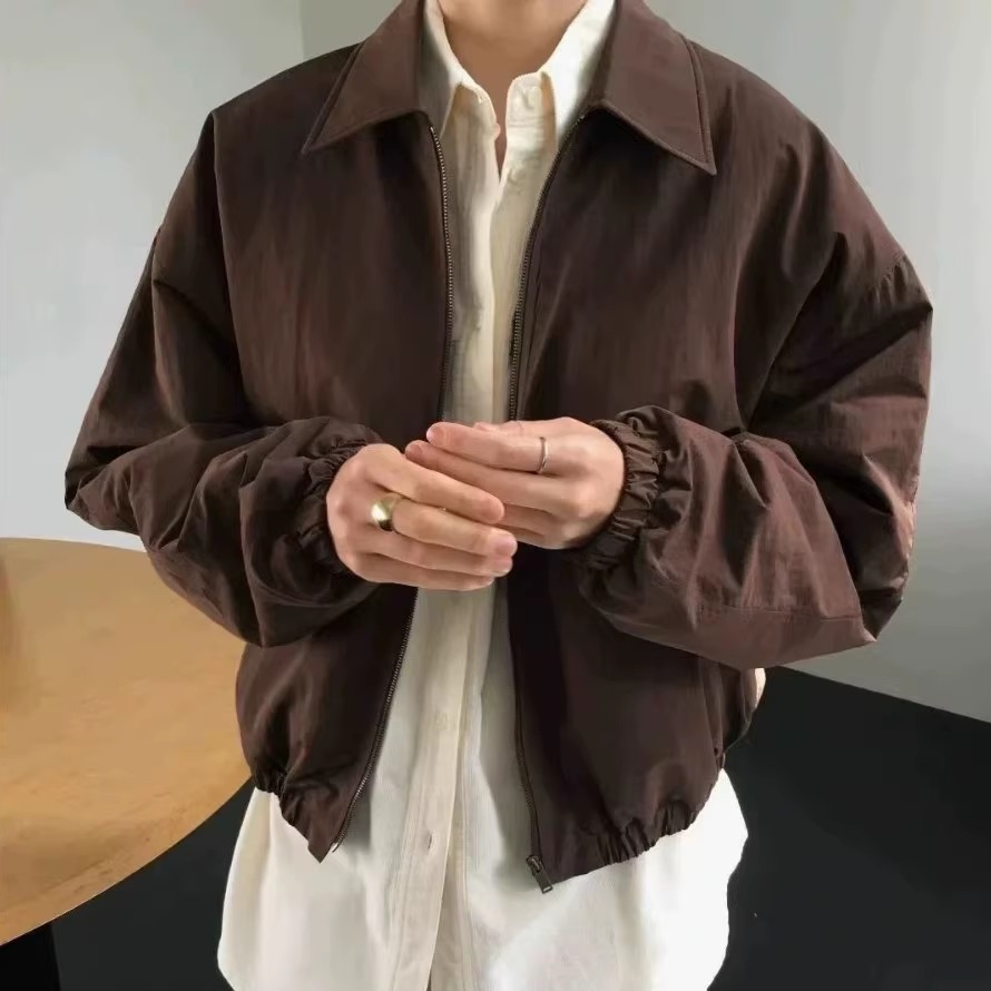 秋冬复古翻领纯色夹棉夹克外套女