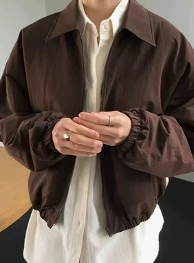 天花板！self service韩国2025秋冬季复古翻领纯色夹棉夹克外套女