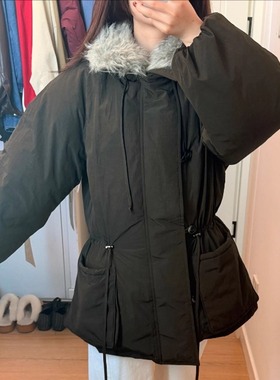 天花板！VERSO韩国2025冬季新款纯色百搭短款羽绒服灰色毛领外套