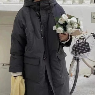 代工厂！BRUNI韩国东大门2025冬季连帽牛角扣鹅绒服女长款厚外套