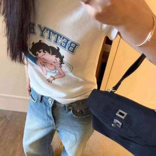 卡通贝蒂印花短袖T恤女修身上衣