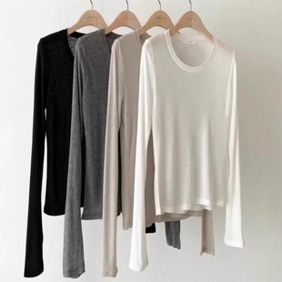 T恤叠穿打底衫 百搭圆领纯色长袖 韩国东大门OUNCE2025秋季 天花板