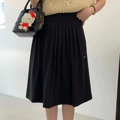 韩系时尚感高腰百褶羊毛半身裙