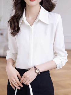白色衬衫外套女春秋款小个子设计感小众长袖通勤衬衣女款春装上衣