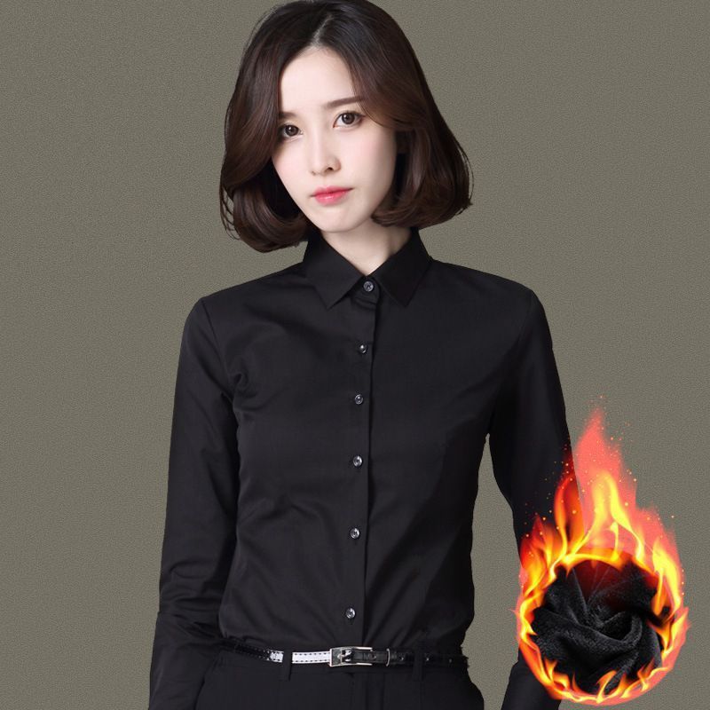 衬衫女小个子秋冬季长袖JK加绒正装衬衫少女学生上衣内搭白色衬衣