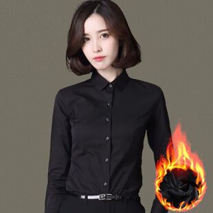 衬衫女小个子秋冬季长袖JK加绒正装衬衫少女学生上衣内搭白色衬衣