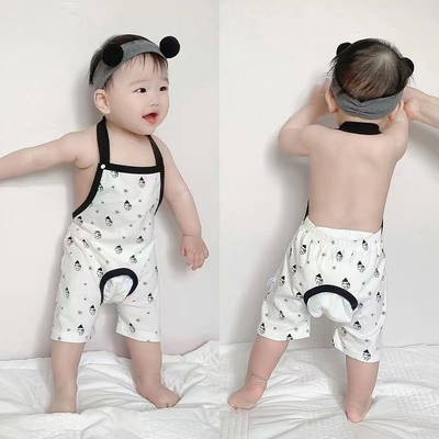 宝宝短袖连体衣夏季开档婴儿衣服男夏天薄款婴幼儿夏装超萌开裆裤