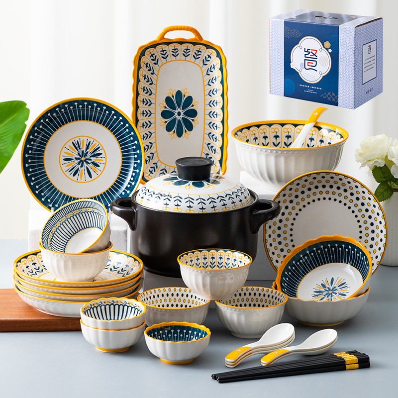 礼品陶瓷餐具碗碟套装家用高档碗盘送礼乔迁创意网红轻奢碗筷组合,餐饮具,碗,淘宝优惠券,粉丝福利购,淘宝优惠卷