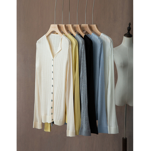 00上新 V领桑蚕丝羊毛镂空针织开衫 4月4日10