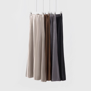 SILVIYE溯也 丝滑拖地醋酸半身裙女高腰垂感肌理感松紧腰鱼尾长裙