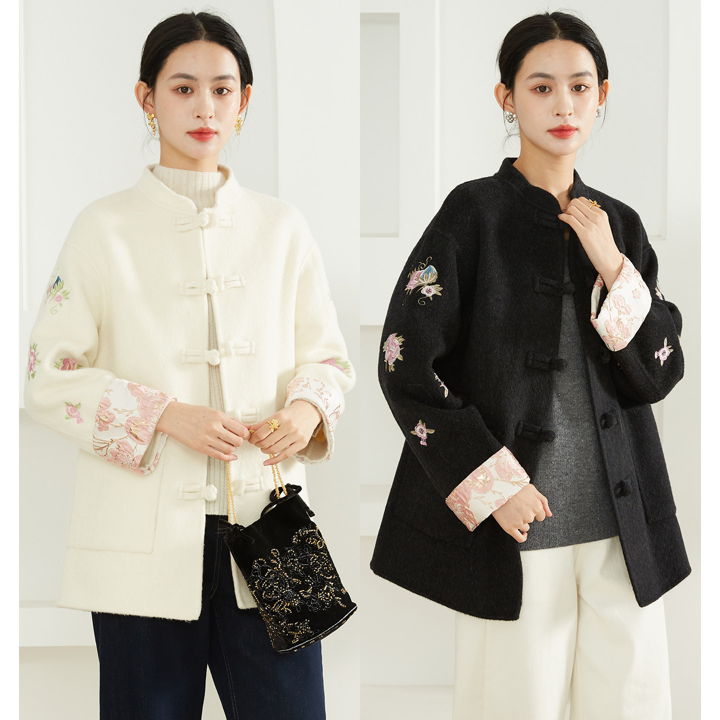 特惠 100%澳洲超细羊毛双面呢子大衣女立领刺绣夹克毛呢短外套冬,女装/女士精品,毛呢外套,淘宝优惠券,粉丝福利购,淘宝优惠卷