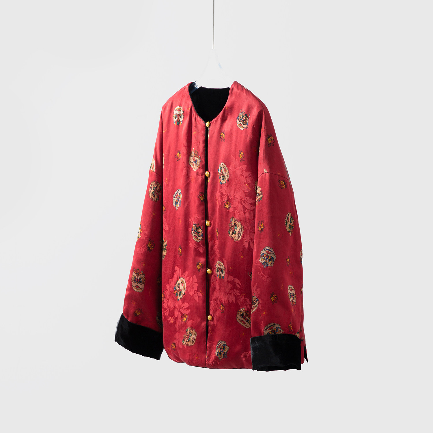 一丝牵 红色醒狮 双面穿真丝香云纱丝绒夹棉外套桑蚕丝盘扣棉衣冬,女装/女士精品,棉衣/棉服,淘宝优惠券,粉丝福利购,淘宝优惠卷