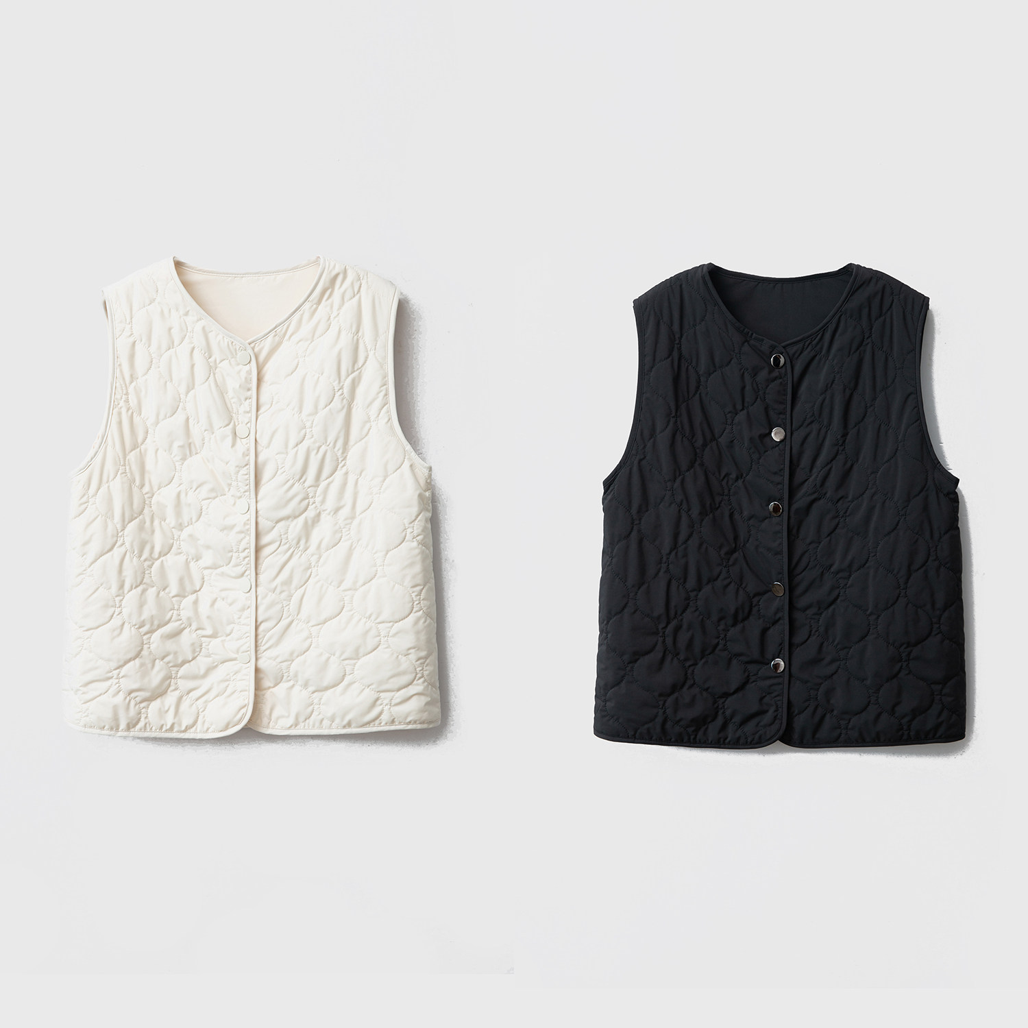 SILVIYE填充100%桑蚕丝马甲宽松可外穿保暖外套圆领马夹上衣坎肩