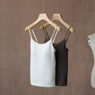 文胸背心女士文胸内搭内衣上衣 高定莫代尔棉桑蚕丝吊带美背一体式