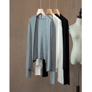 无扣披肩外套外穿防晒衣 女春季 SILVIYE溯也 莱赛尔绵羊毛针织开衫