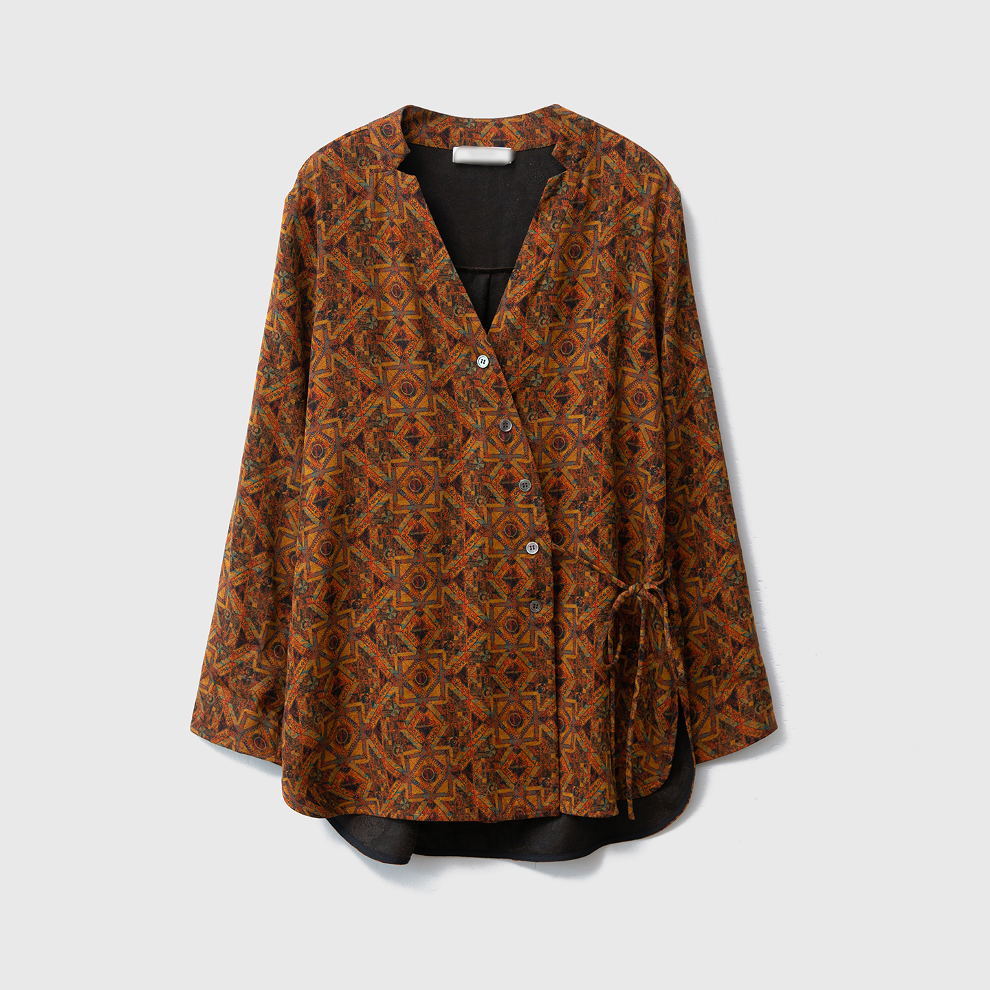 高定盛唐藻井纹100%桑蚕丝30姆米绢纺香云纱提花西装禅服中长国风