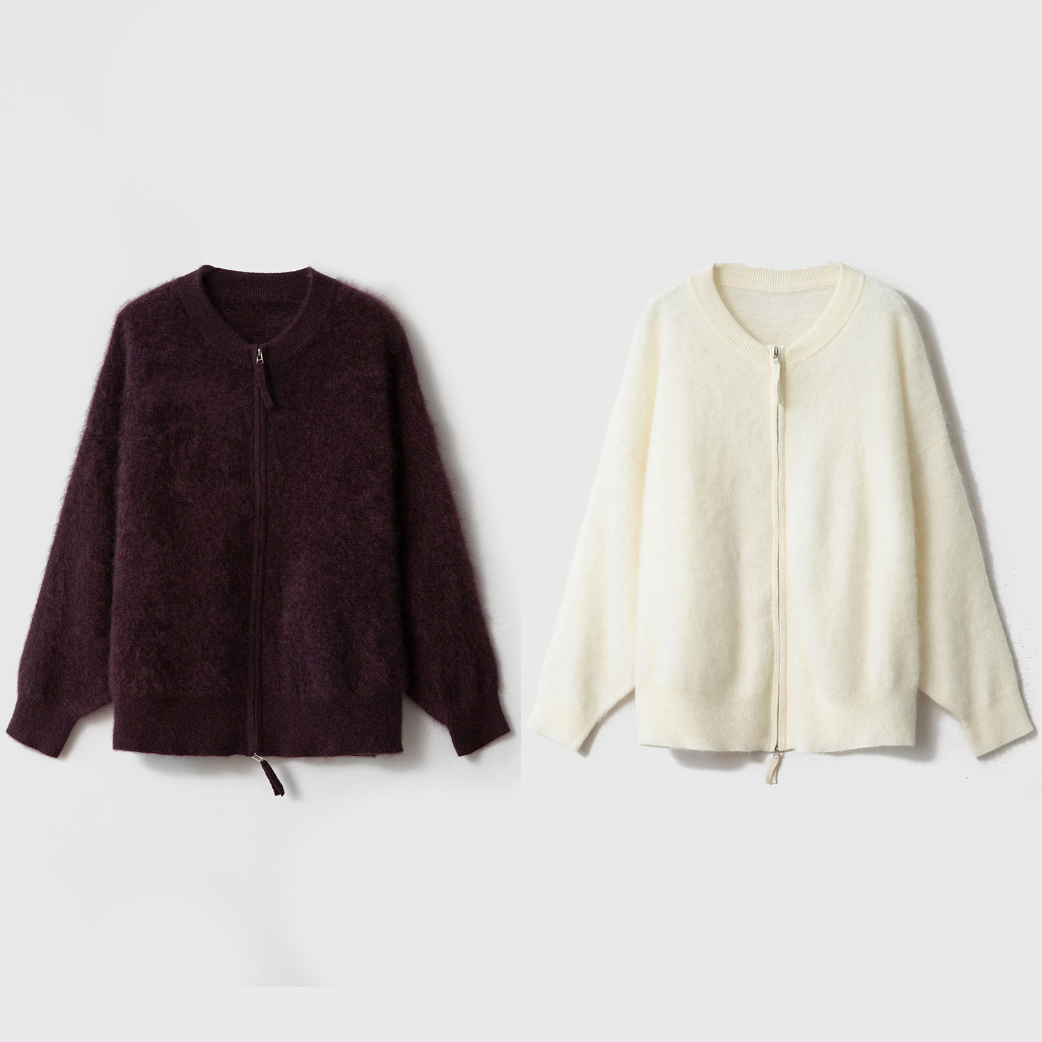 特惠 100%纯山羊绒无缝拉绒羊绒衫双头拉链保暖针织毛衣开衫外套