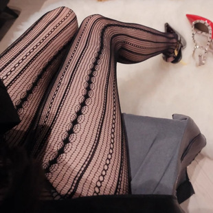 猛男最爱网红纯欲黑丝性感丝袜火辣竖纹镂空渔网袜女防勾丝连裤袜