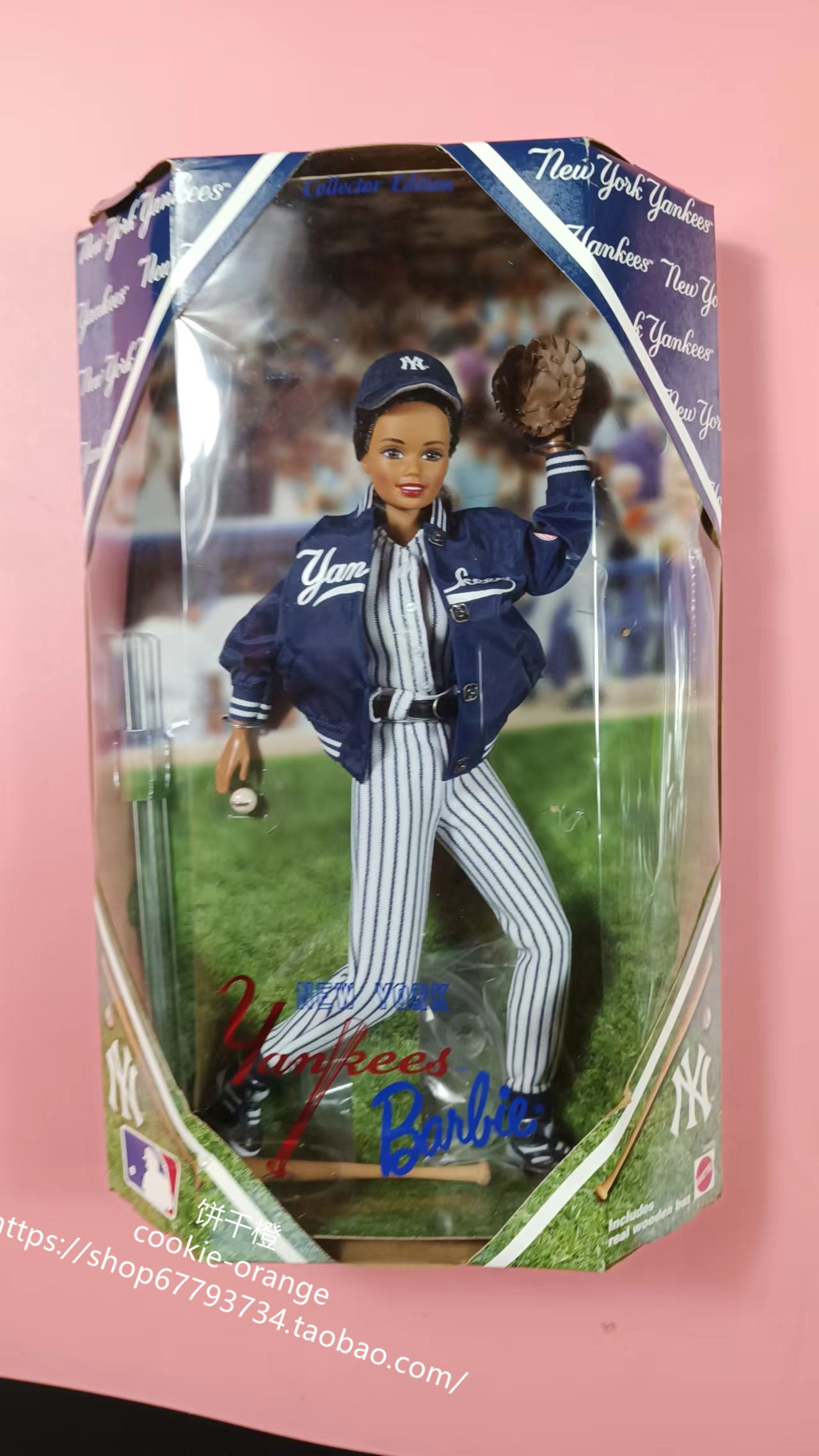 发 barbie new york yankees 1999 纽约洋基棒球队芭比娃娃 黑皮