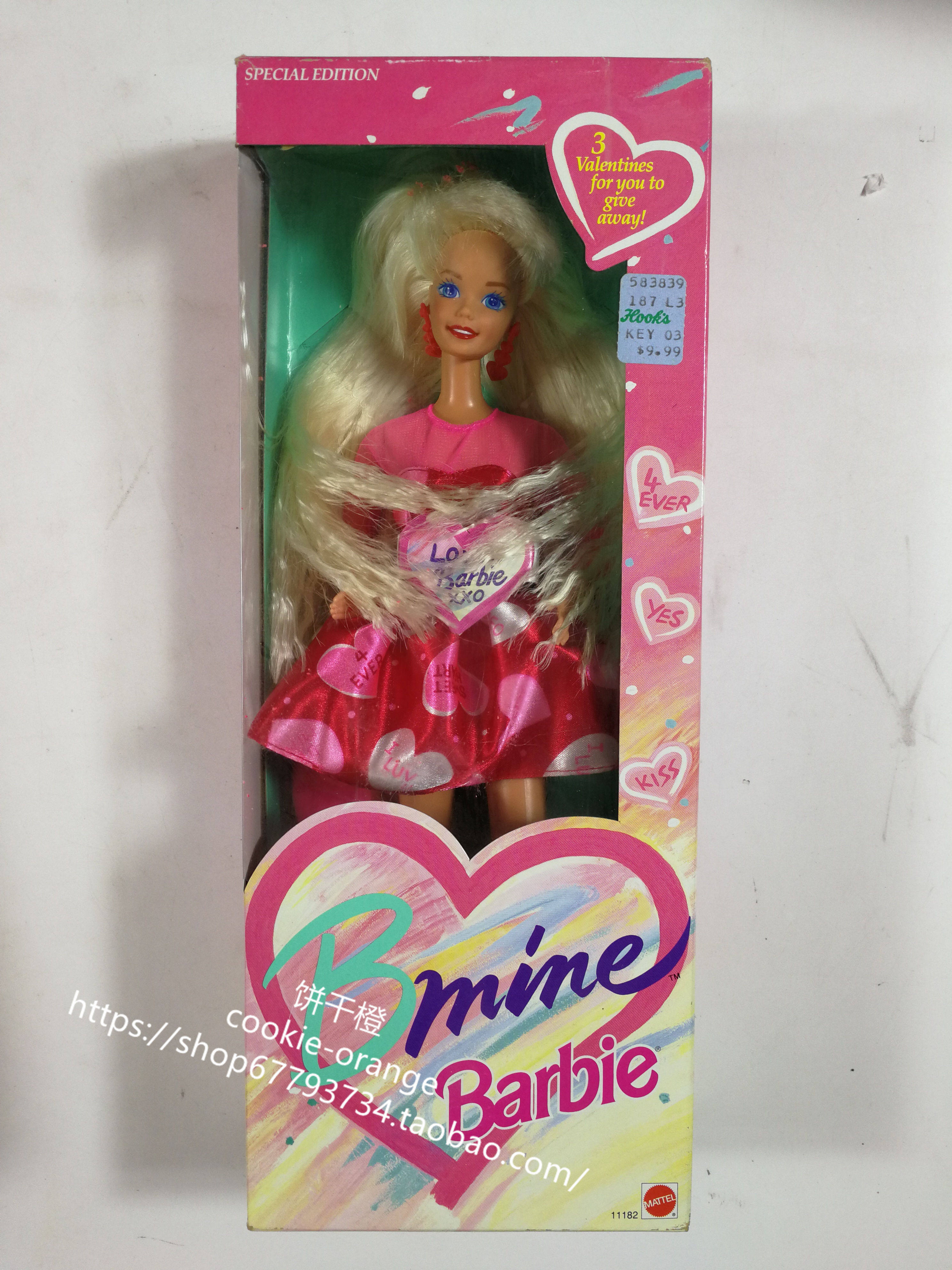 发 Barbie B Mine 1993 正品绝版情人节芭比娃娃 小波浪卷发