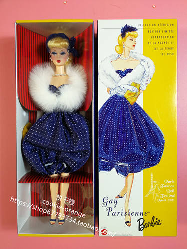 发 Barbie Gay Parisienne Blonde 2003 1959版复刻巴黎贵妇 复古