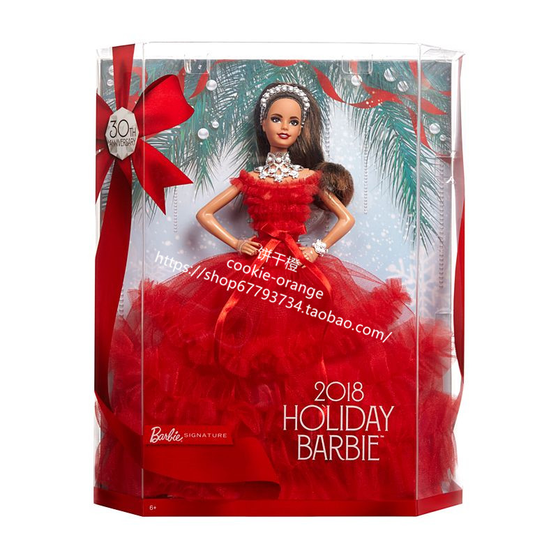 发 Barbie Holiday Brunette 2018 正品绝版假日芭比娃娃 直发
