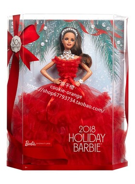 发 Barbie Holiday Brunette 2018 正品绝版假日芭比娃娃 直发