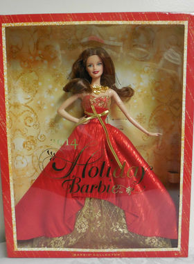 发 Barbie Holiday brunette 2014 正品绝版假日芭比娃娃
