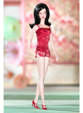 发 Barbie Chinoiserie Red Sunset Silkstone 2004 芭比ST 金标