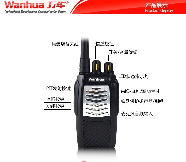万华对讲机WH29对讲小机小型酒店工地大功率户外对讲手持机对机讲