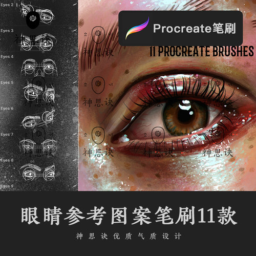 procreate眼睛双眼参考图案笔刷设计素材画笔ipad画笔人像肖像