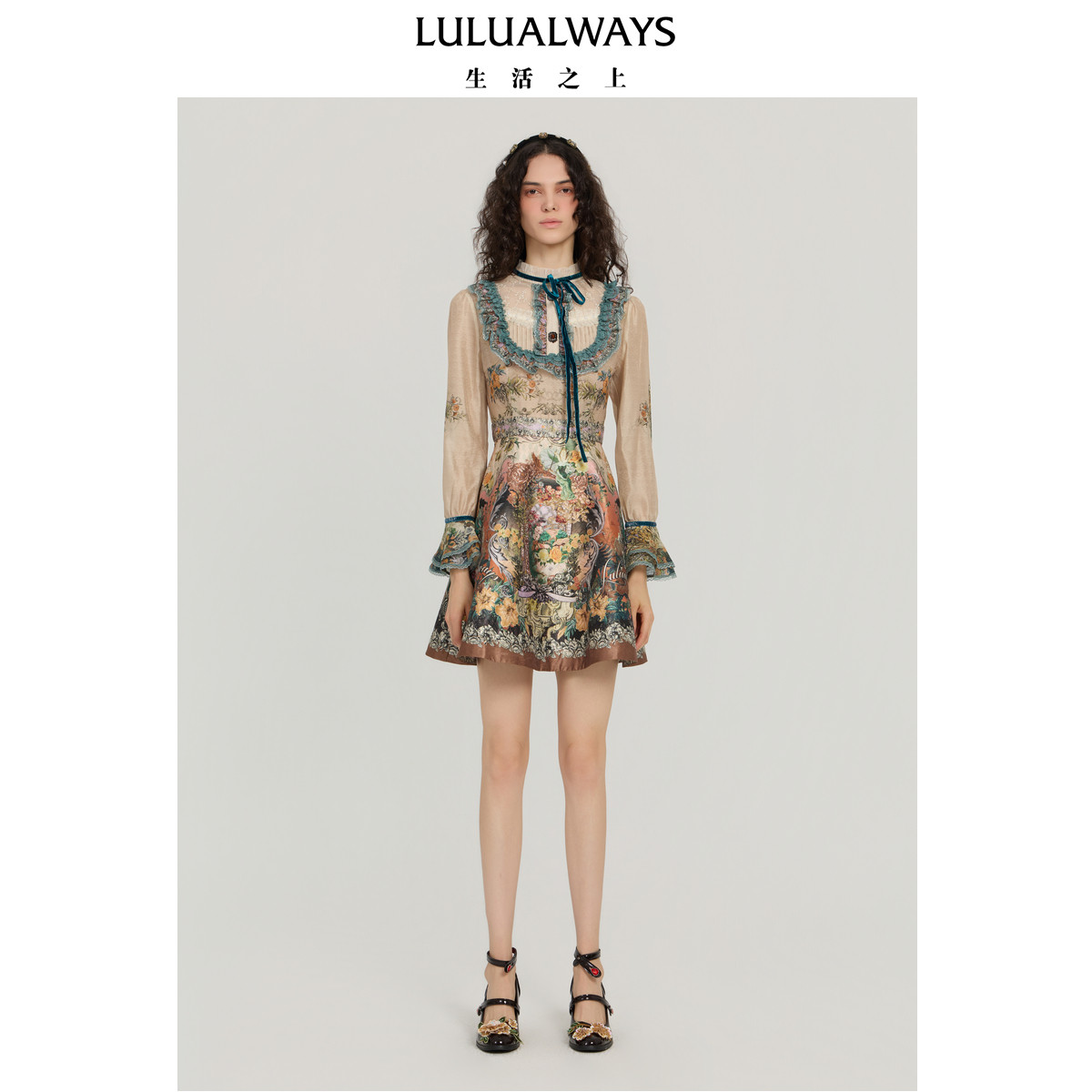 LULUALWAYS【商场同款】25秋季新款【花坞奇谭】法式风长袖连衣裙
