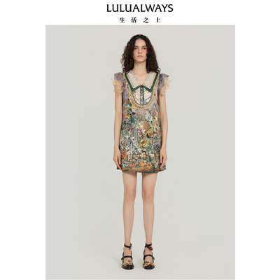 LULUALWAYS【商场同款】25秋季新款法式风【庄园繁花】艺术连衣裙