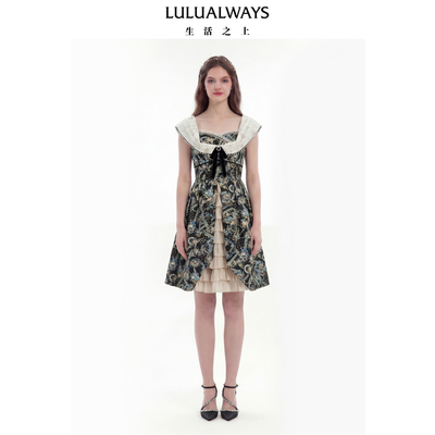LULUALWAYS【商场同款】26夏季新款公主日记-月光晚宴-提花连衣裙