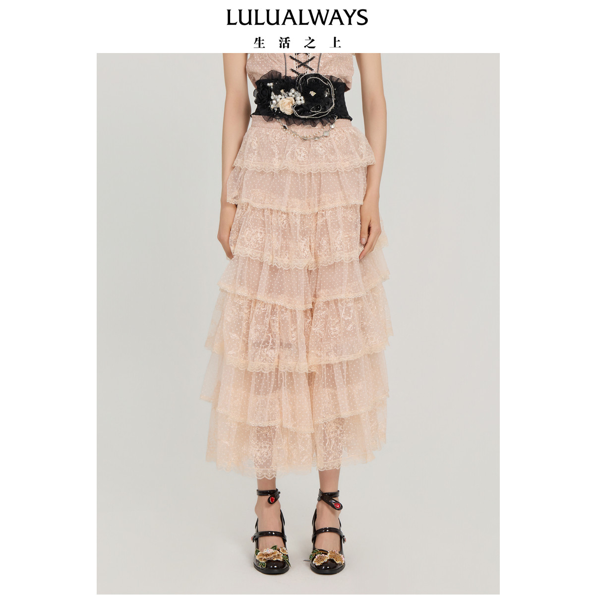LULUALWAYS【商场同款】秋季新款【白色恋人】甜美公主风半身裙