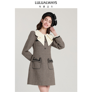 LULUALWAYS我爱露露新款法式优雅气质女神范短款连衣裙