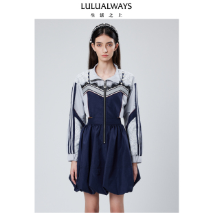 LULUALWAYS我爱露露秋季 X型高腰廓形运动风连衣裙 新款
