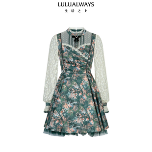 字蕾丝长袖 复古宫廷风浪漫A 连衣裙 新款 LULUALWAYS我爱露露26春季