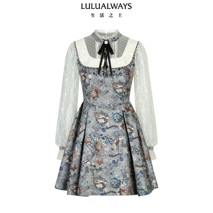 公主裙蝴蝶结蕾丝提花连衣裙 法式 LULUALWAYS我爱露露26春季 新款